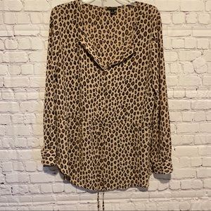 Ann Taylor Size M Leopard Print Drawstring Blouse